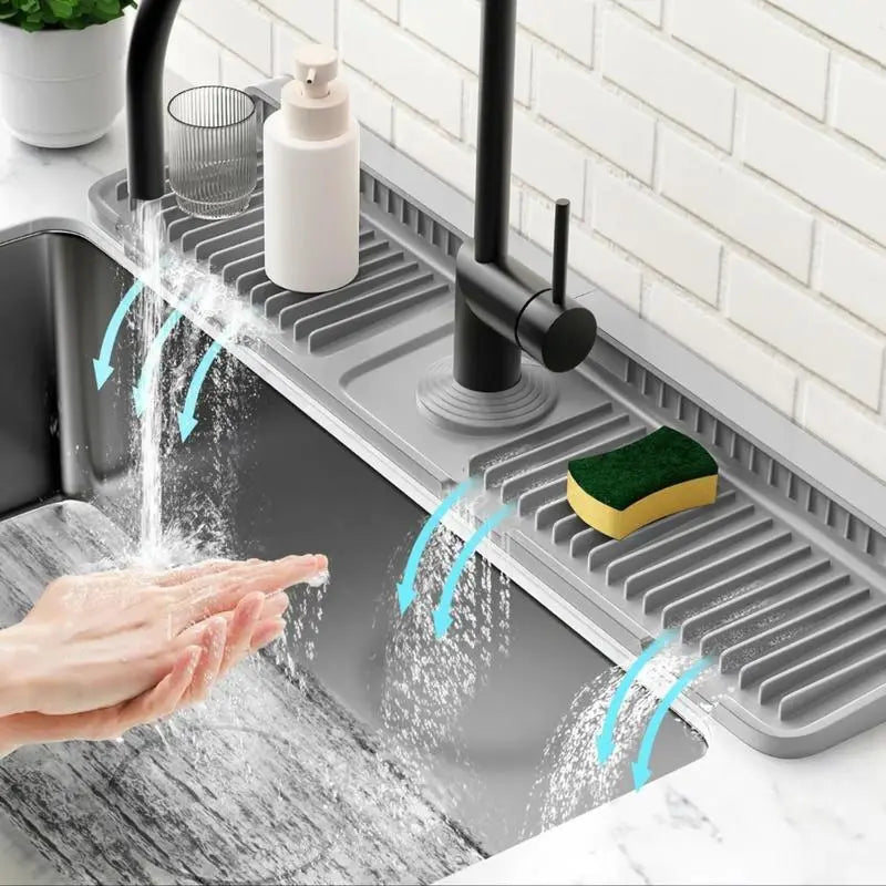 📢 LAST DAY 49% OFF 🔥 Silicone Faucet Splash Guard Mat 🚰 7° Self-Draining Sink Counter Mat
