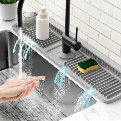 📢 LAST DAY 49% OFF 🔥 Silicone Faucet Splash Guard Mat 🚰 7° Self-Draining Sink Counter Mat