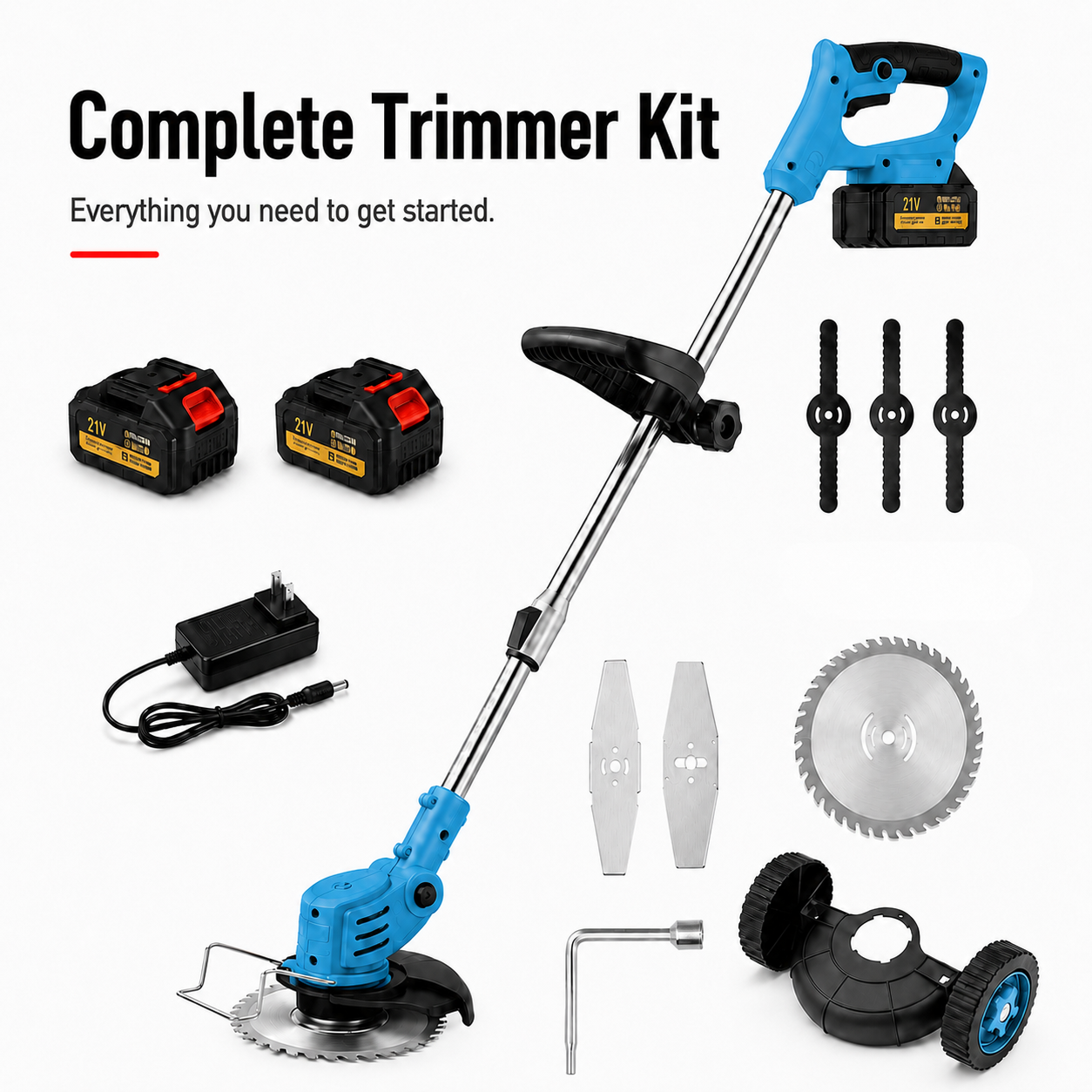 🔥 50% OFF 3-in-1 Cordless Weed Whacker with Adjustable Handle & Removable Support Wheels