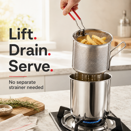 🔥 Fry Small, Enjoy Big 🍟 304 Stainless Steel Mini Deep Fryer with Lift-Out Basket