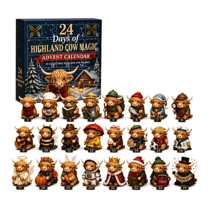 🎄 50% OFF 🐮 24-Day Highland Cow Advent Calendar – Christmas Countdown Gift