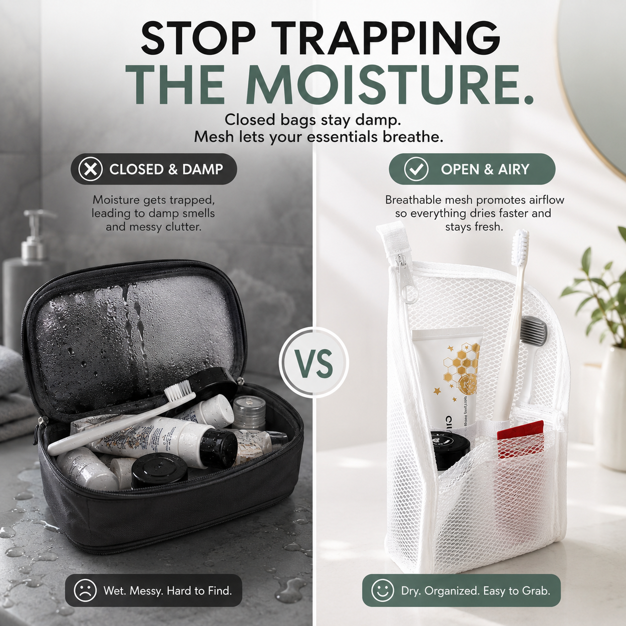 🔥 50% OFF 2-Pack Mesh Toiletry Organizer Bag –🧼 Breathable Travel Storage
