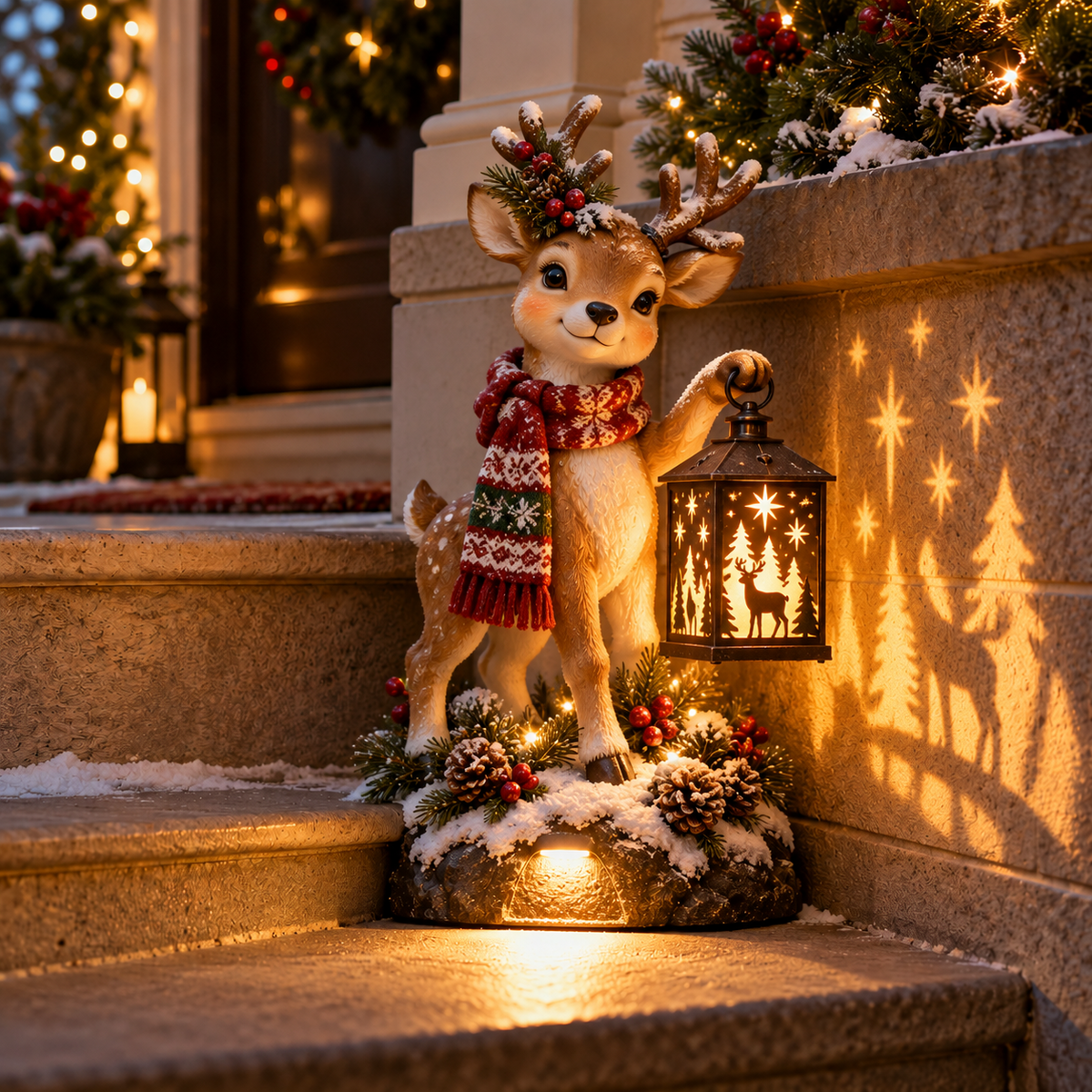 🎄 Solar Christmas Step Light ✨ 5 Festive Characters for Porch & Entryway