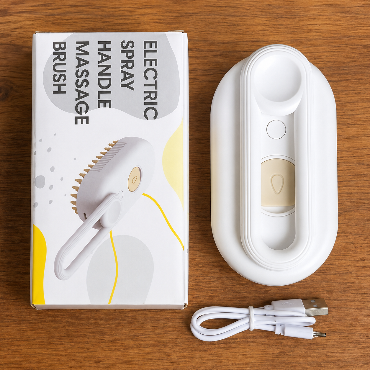 Electric Pet Spray Brush for Cats & Dogs – One-Touch Mist Grooming & Massage Brush