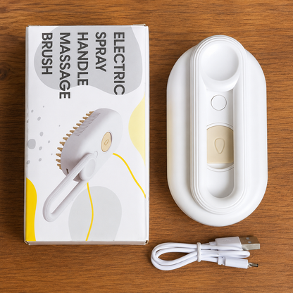 Electric Pet Spray Brush for Cats & Dogs – One-Touch Mist Grooming & Massage Brush