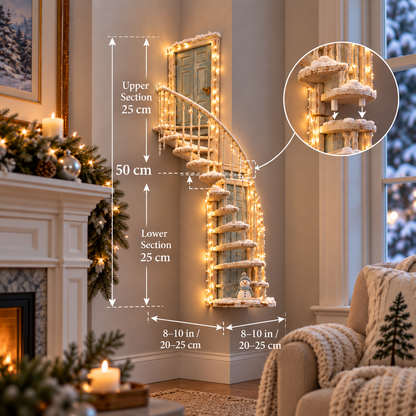 Lighted Winter Fairy Door Staircase Wall Decor 🧚‍♀️❄️ – Enchanted Christmas Wall Art