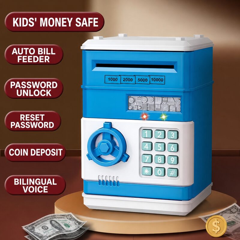 🔥Limited-Time 50% OFF | 🏧 Kids’ Electronic ATM Piggy Bank with Password Lock & Automatic Bill Feeder