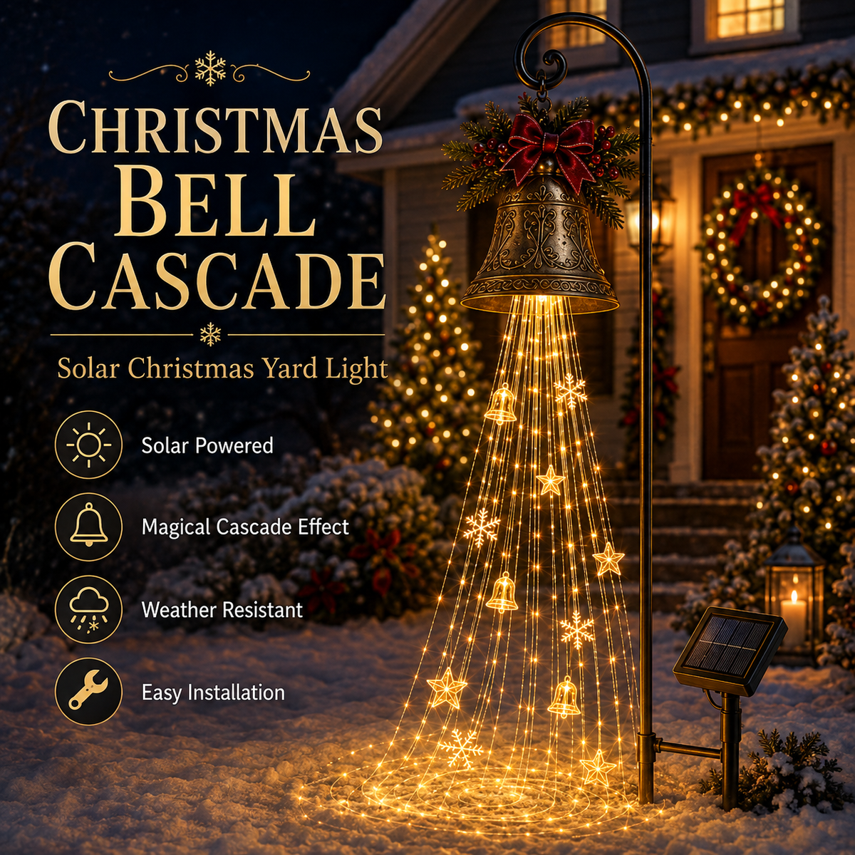 🔥 50% OFF 🎄 Christmas Bell Cascade Solar Yard Light✨