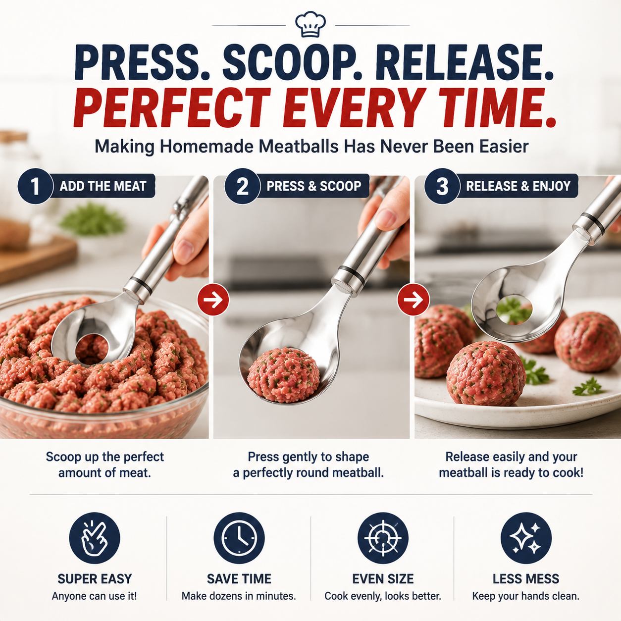 🍝 50% OFF Today ✨ 304 Stainless Steel Meatball Maker Spoon