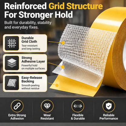 🔥 49% OFF Heavy-Duty Double-Sided Grid Tape 🏠 Strong Removable Carpet Tape