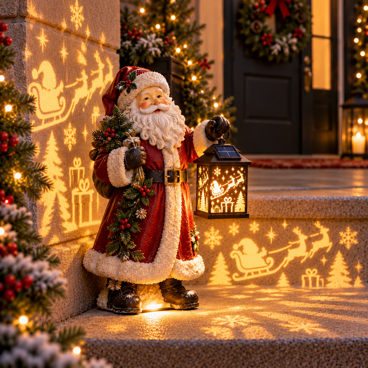 🎄 Solar Christmas Step Light ✨ 5 Festive Characters for Porch & Entryway