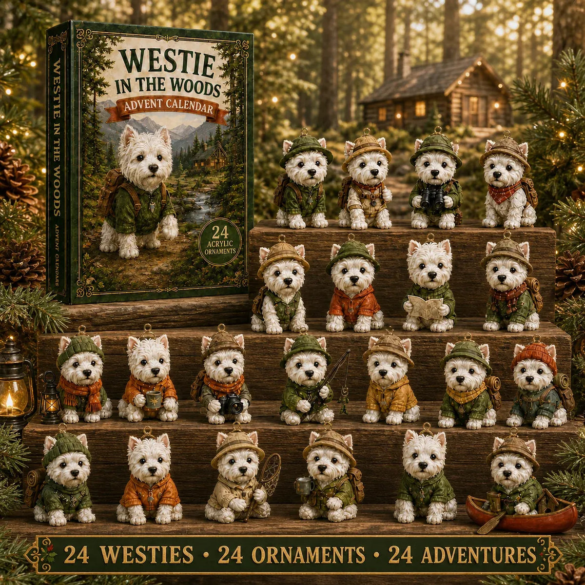 🐶2D Westie In The Woods Advent Calendar 2026 - 24-Day Festive Countdown - Gift For Dog Lovers