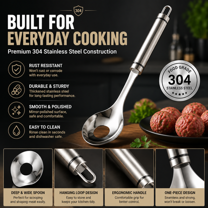 🔥 50% OFF 2-Piece Stainless Steel Meatball Maker 🥄 Less Mess, More Even Meatballs