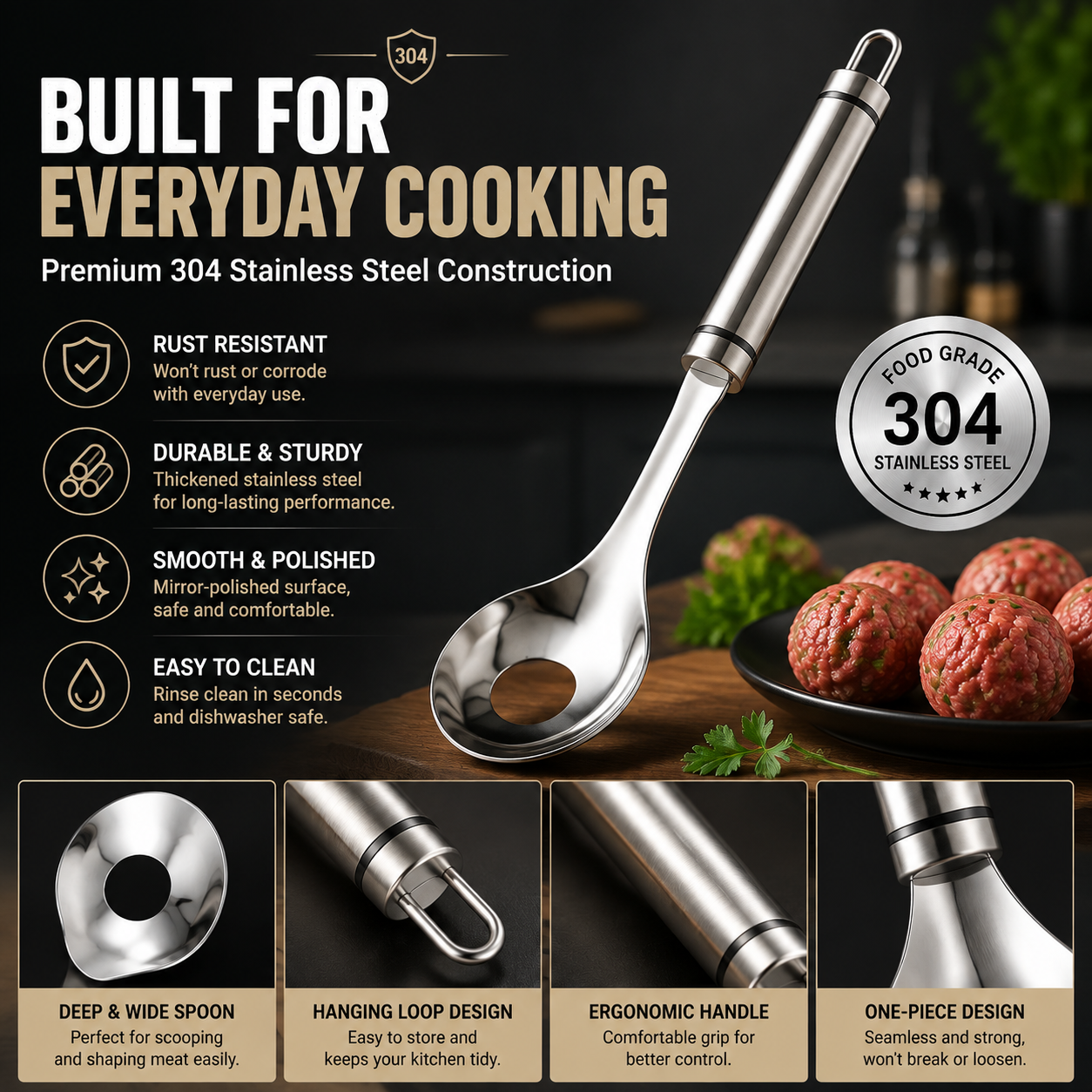 🍝 50% OFF Today ✨ 304 Stainless Steel Meatball Maker Spoon