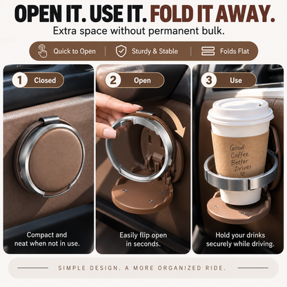 🚗 Universal Foldable Car Cup Holder – Space-Saving Drink & Phone Holder