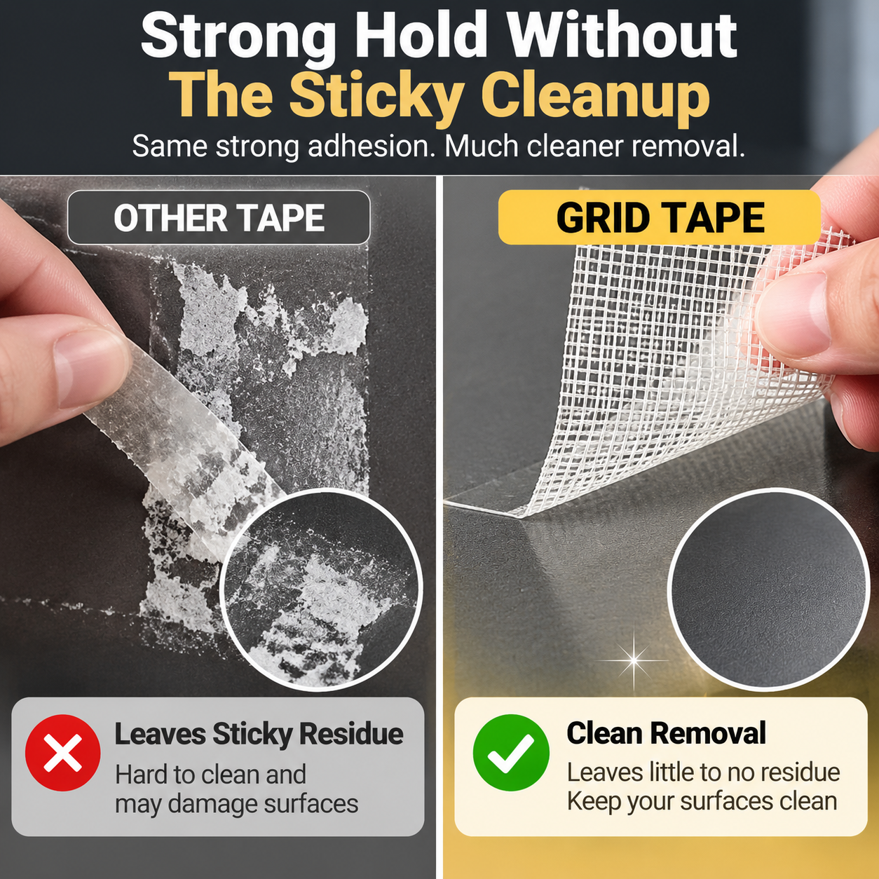 🔥 49% OFF Heavy-Duty Double-Sided Grid Tape 🏠 Strong Removable Carpet Tape