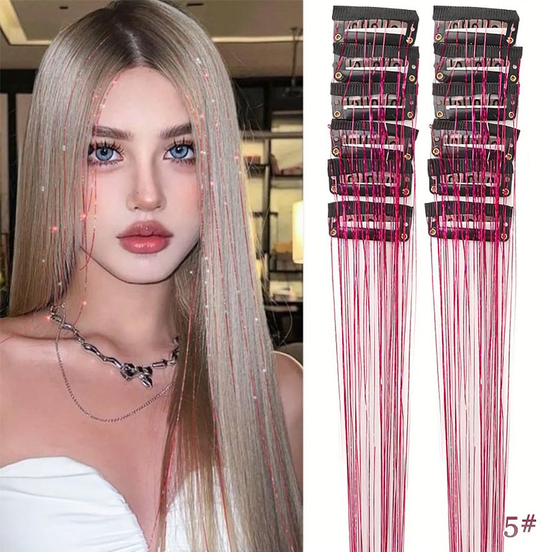 🔥Last Day50%OFF ✨Clip-in Tinsel Hair Extensions (12 tablets) box