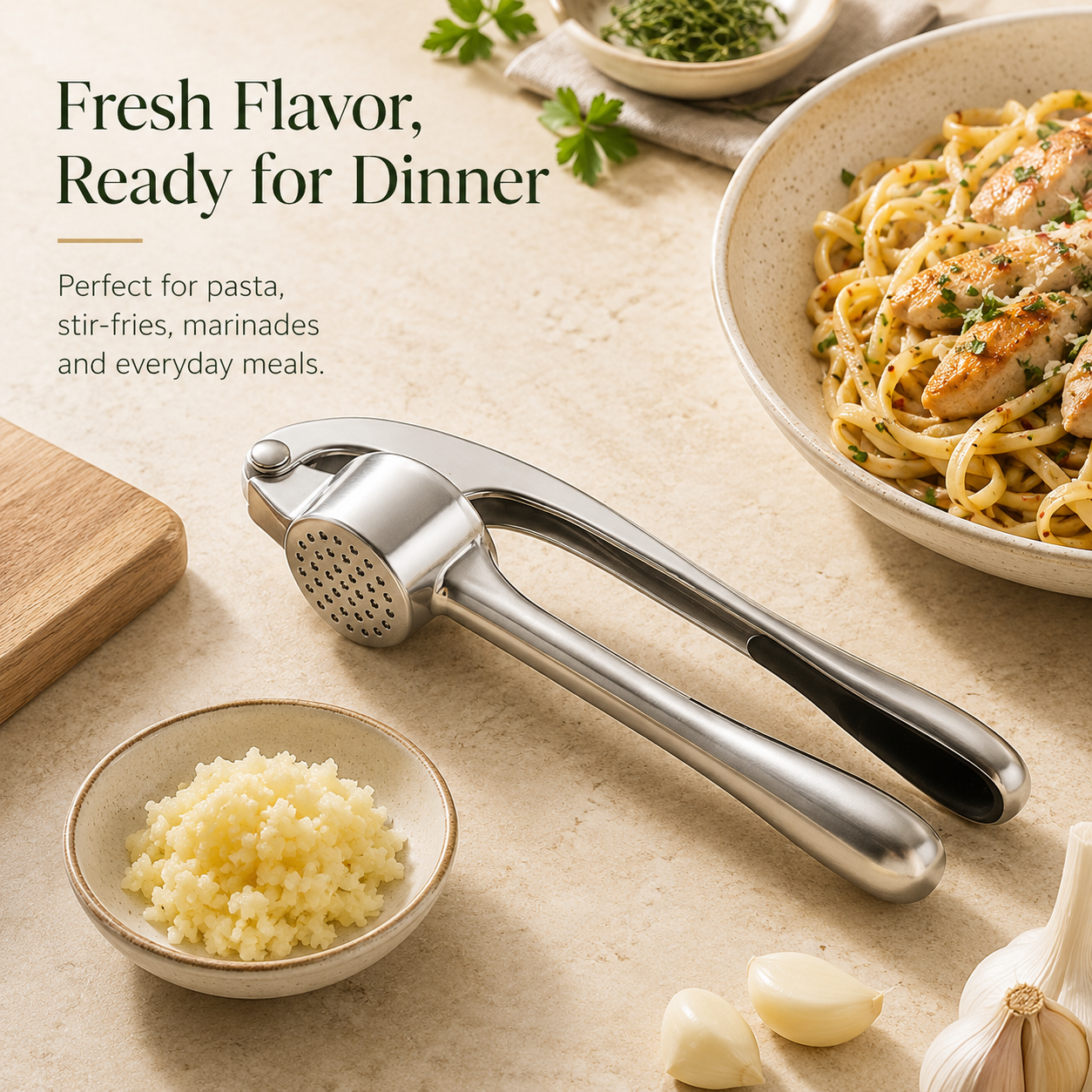 🔥 50% OFF Heavy-Duty Garlic Press 🧄 Easy Squeeze & Fast Mincing