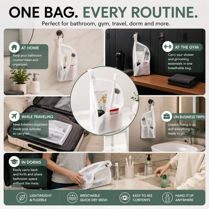 🔥 50% OFF 2-Pack Mesh Toiletry Organizer Bag –🧼 Breathable Travel Storage