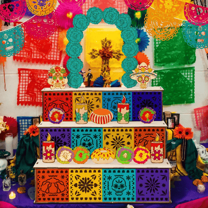 🔥 50% OFF 🌼 3-Tier Día de los Muertos Wooden Ofrenda Centerpiece
