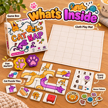 🐱 Cat Nap – Cute Cat Puzzle Board Game for Family Fun & Game Night(✨Buy 2 Free Shipping)