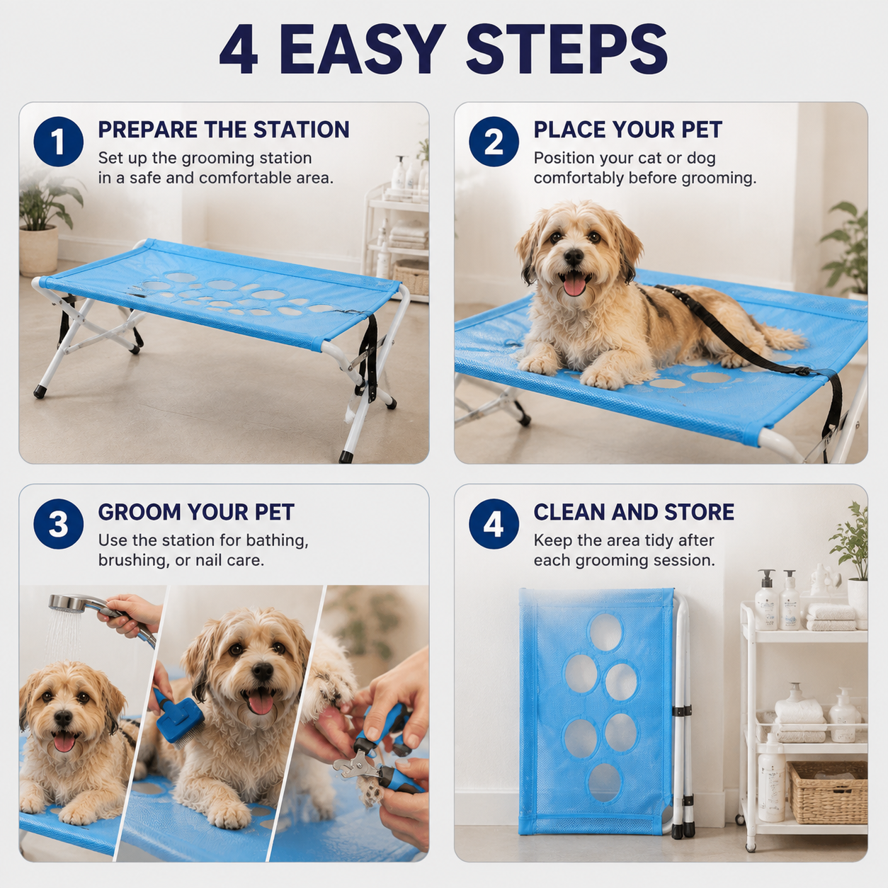 4-in-1 Pet Grooming Station | Stress-Free Bathing, Nail Care & Grooming for Cats & Dogs