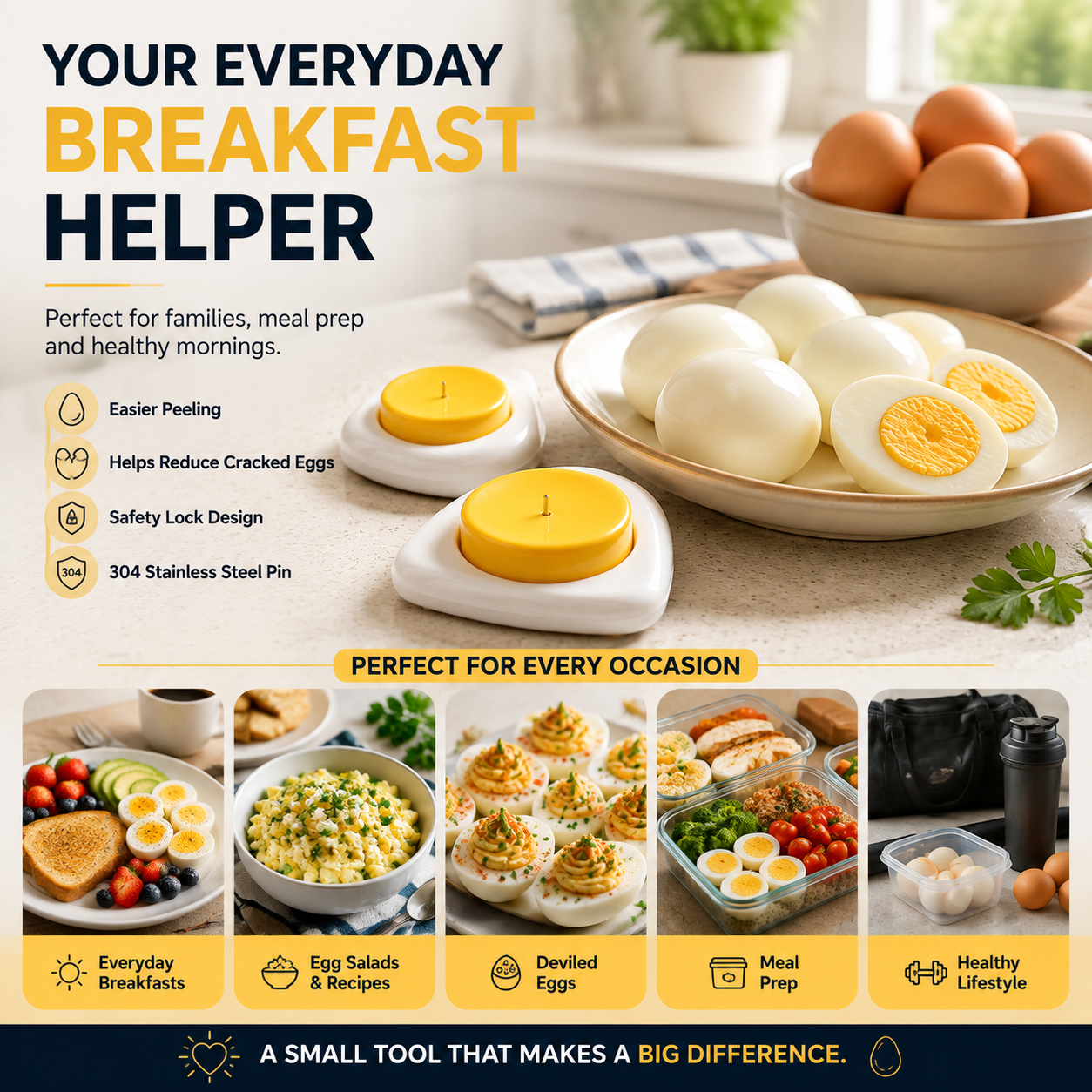 🥚 50% OFF Egg Piercer Tool ✨ Easy-Peel Boiled Egg Shell Pricker