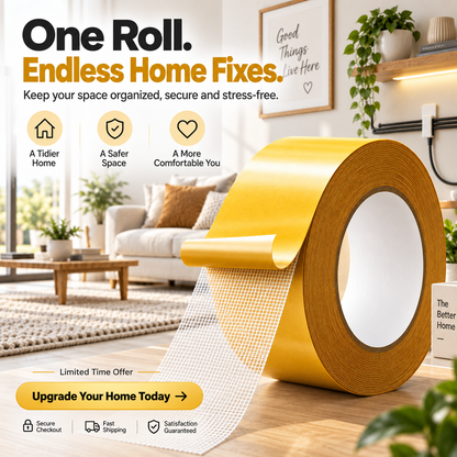 🔥 49% OFF Heavy-Duty Double-Sided Grid Tape 🏠 Strong Removable Carpet Tape