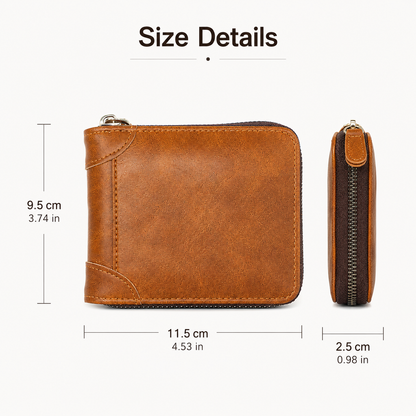 💼 Vintage Zip-Around Men's Wallet - Compact PU Leather Bifold Wallet