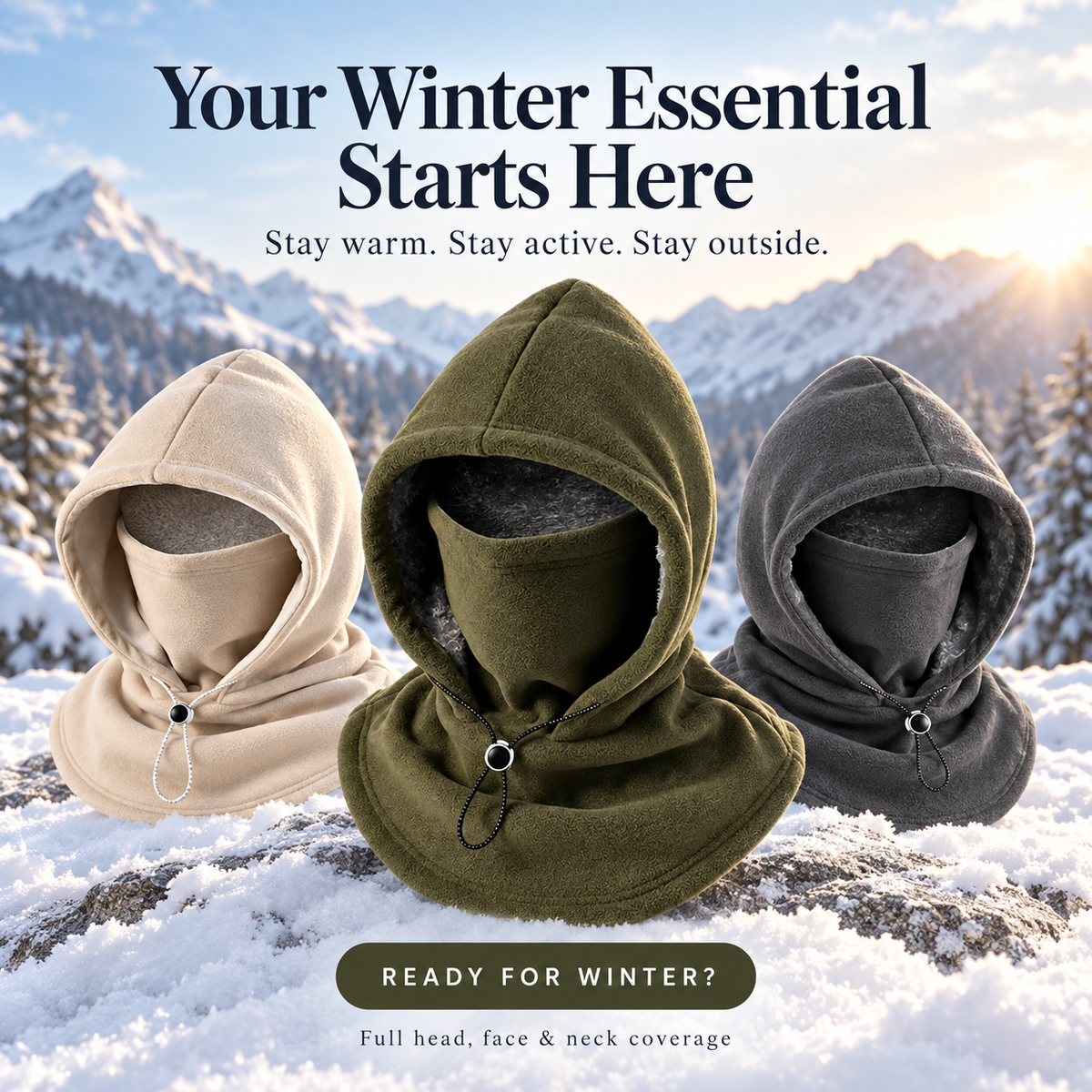 ❄️ 3-in-1 Thermal Fleece Balaclava Hood | Windproof Neck & Face Warmer 🏂