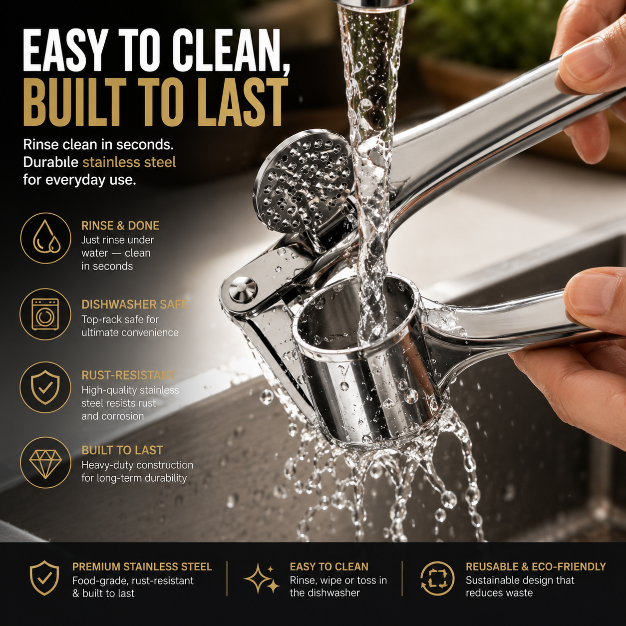 🔥 50% OFF Heavy-Duty Garlic Press 🧄 Easy Squeeze & Fast Mincing