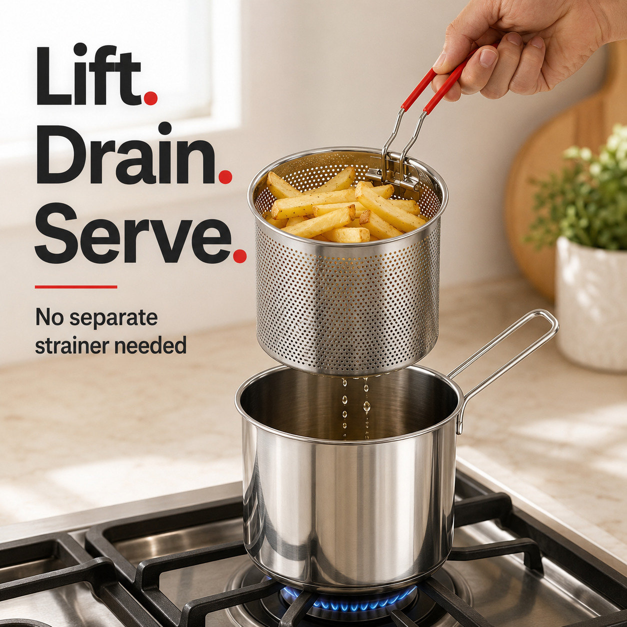 🔥 Fry Small, Enjoy Big 🍟 304 Stainless Steel Mini Deep Fryer with Lift-Out Basket