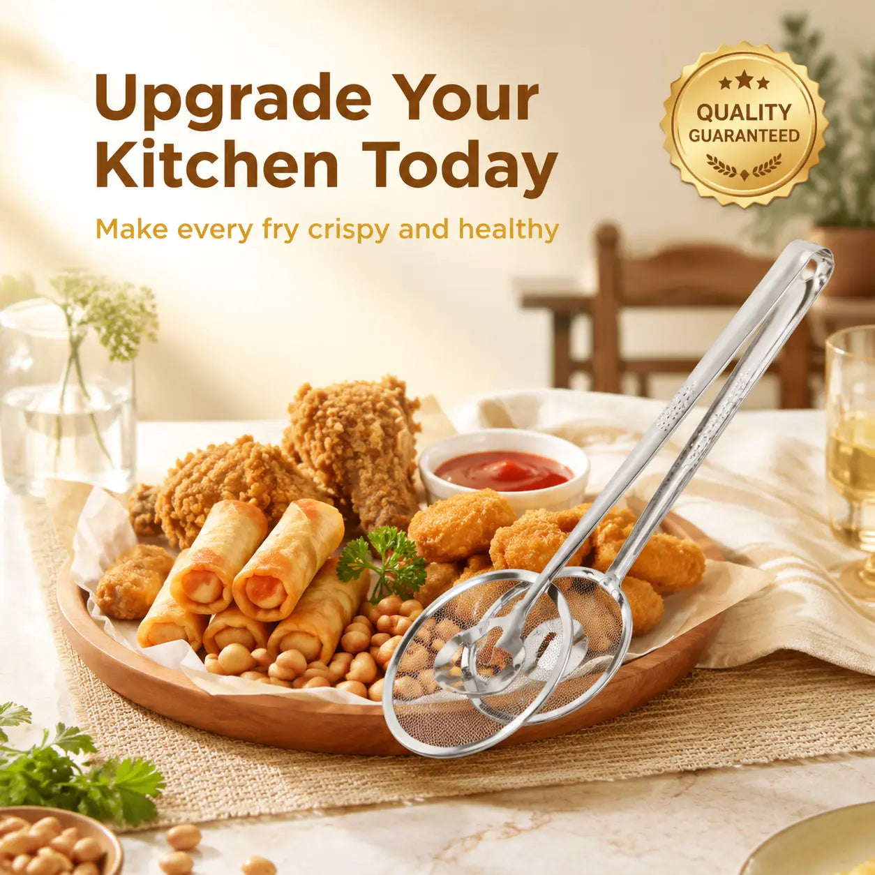 🔥 50% OFF 🍟 2-in-1 Stainless Steel Oil Strainer Tongs