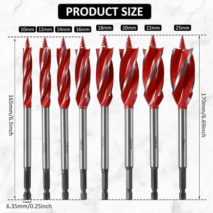 🔥 FINAL DAY 50% OFF 8-Piece 4-Flute Wood Auger Drill Bit Set – 8 Essential Sizes for Faster, Cleaner Woodworking