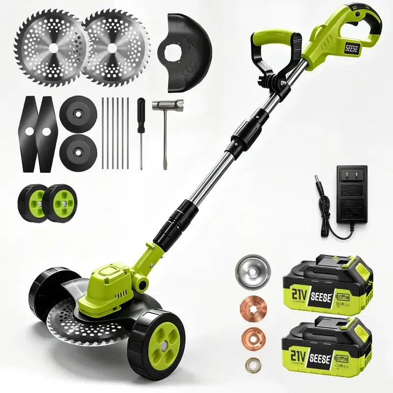 🔥48% OFF 3-in-1 Cordless Grass Trimmer with Wheels – Brushless Lawn Edger & Mini Mower
