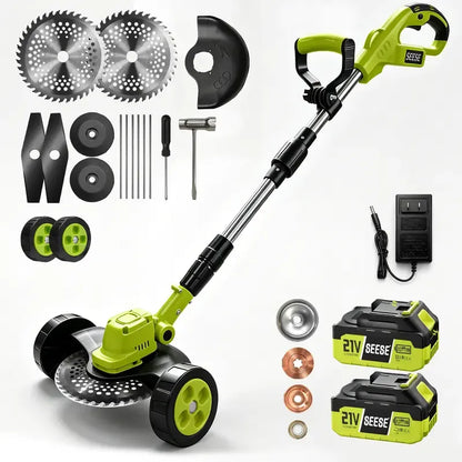 🔥48% OFF 3-in-1 Cordless Grass Trimmer with Wheels – Brushless Lawn Edger & Mini Mower