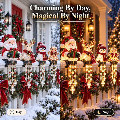 ✨ Lighted Christmas Porch Railing Hanging Characters with Cascading LED Ornaments 🎄