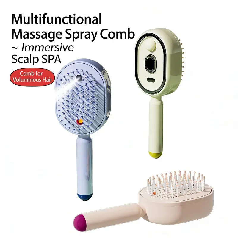 3-in-1 Electric Spray Hair Brush 🔥 Air Cushion Scalp Massage Comb with Red Light