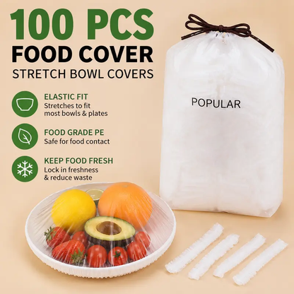 🔥 HOT SALE🥗100PCS Disposable Stretch Food Covers for Bowls & Plates✨