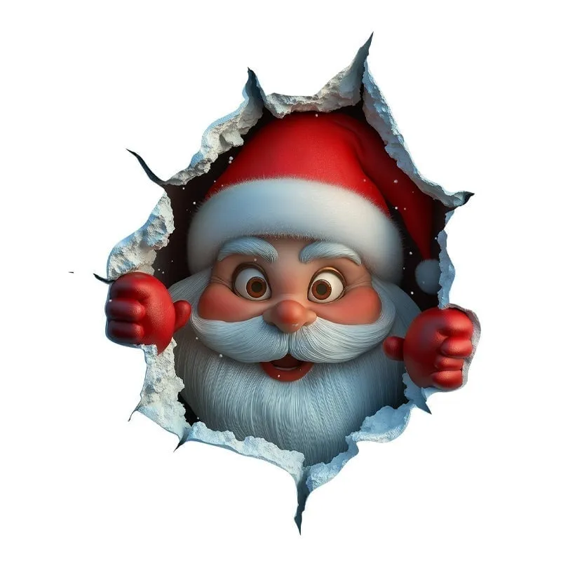 🎅 Christmas Hot Sale 🎄 Peeking Santa Wall Sticker – Easy Holiday Magic for Any Room