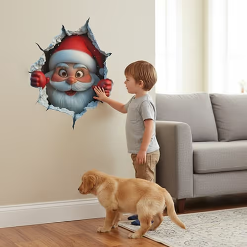 🎅 Christmas Hot Sale 🎄 Peeking Santa Wall Sticker – Easy Holiday Magic for Any Room