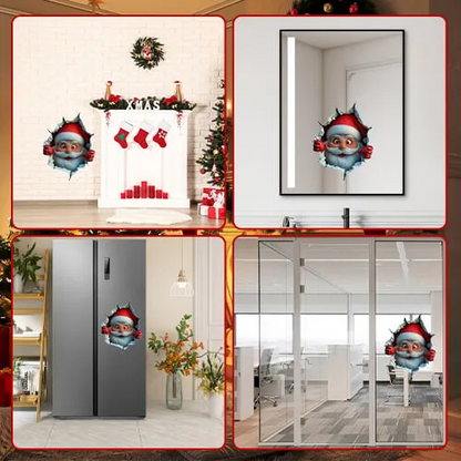 🎅 Christmas Hot Sale 🎄 Peeking Santa Wall Sticker – Easy Holiday Magic for Any Room