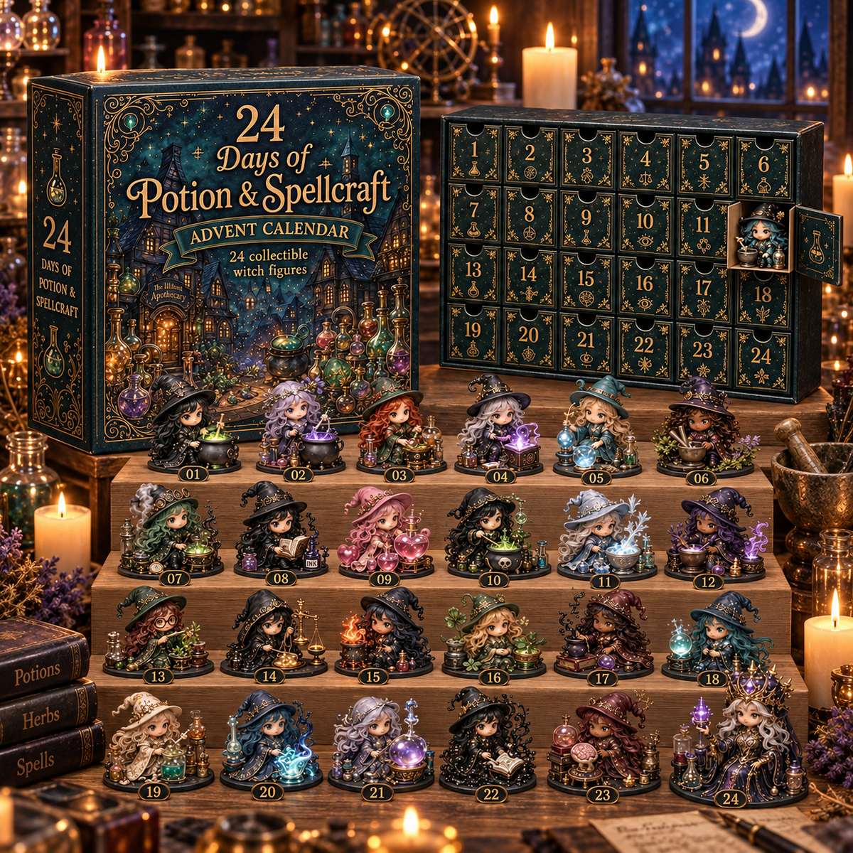 ✨ 24-Day Witch Advent Calendar – 8 Magical Editions with Collectible Miniatures