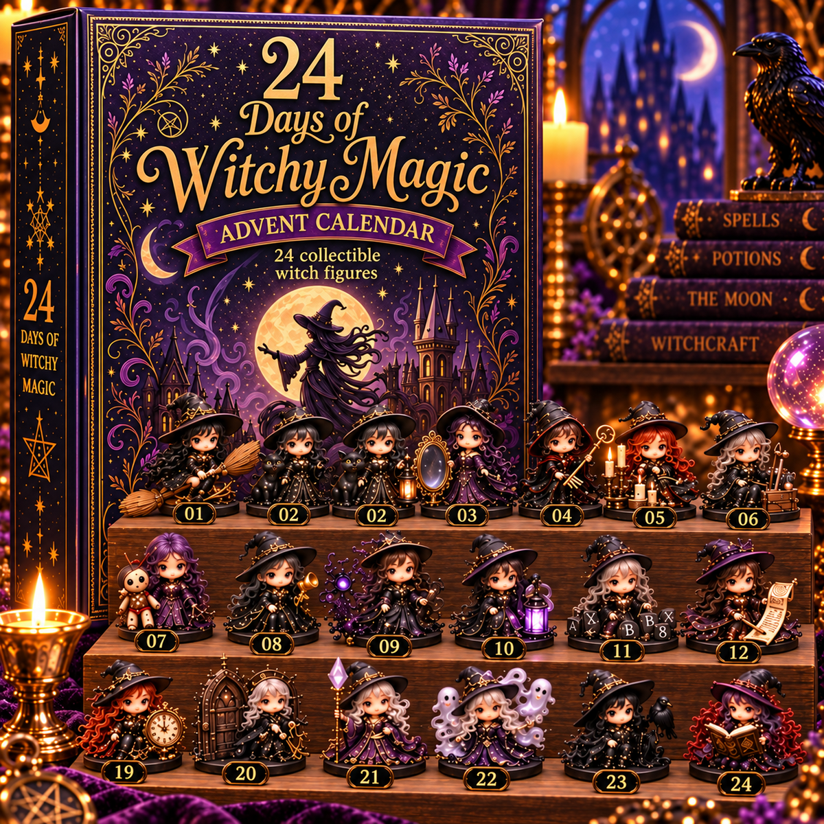 ✨ 24-Day Witch Advent Calendar – 8 Magical Editions with Collectible Miniatures