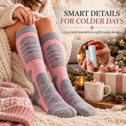 🔥 50% OFF 🧦 Rechargeable Heated Knee-High Lounge Socks with Cordless Battery Pocket & Anti-Slip Soles 🔥