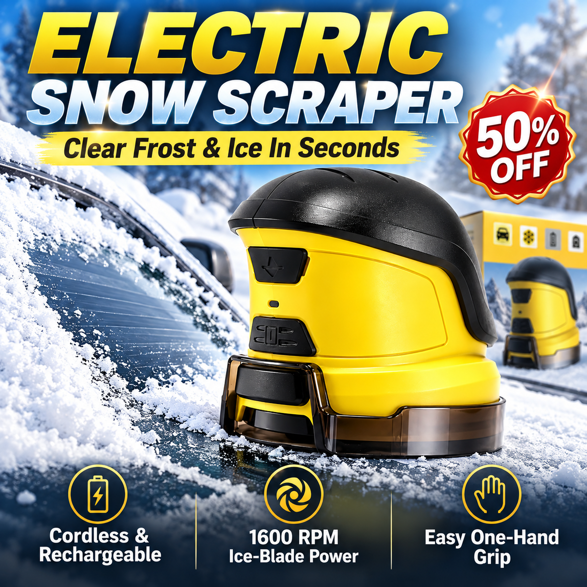 🔥 50% OFF TODAY — Cordless Electric Snow Scraper | Clear Frost & Ice in Seconds