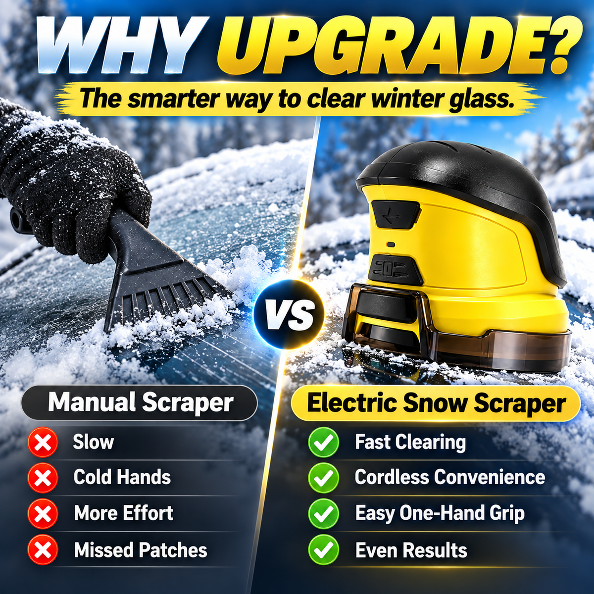 ❄️ Cordless Electric Ice Scraper – Rechargeable Windshield Ice & Frost Remover 🚗
