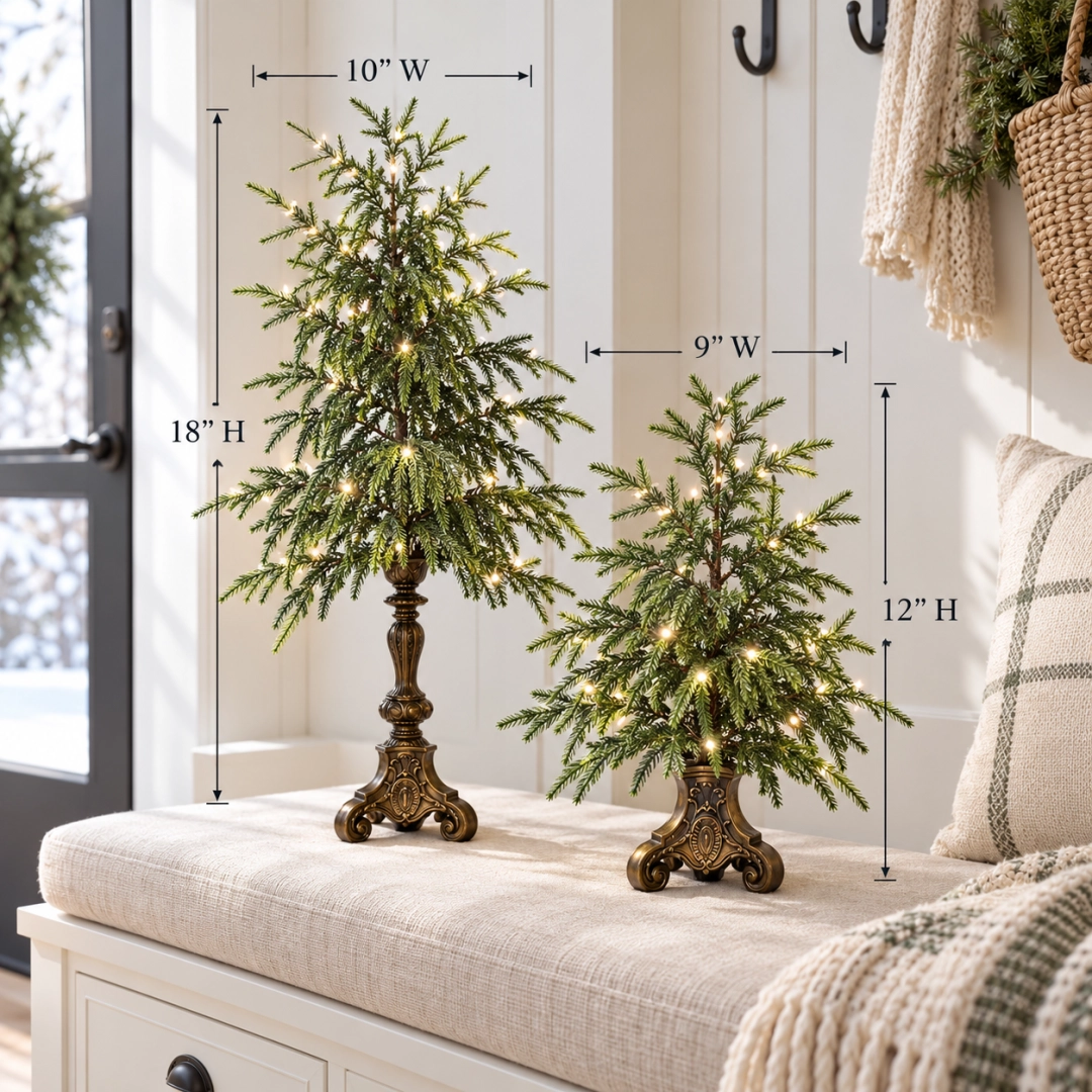 ✨ Cozy Lighted Norfolk Pine Tree 🎄 Vintage Christmas Table Decor