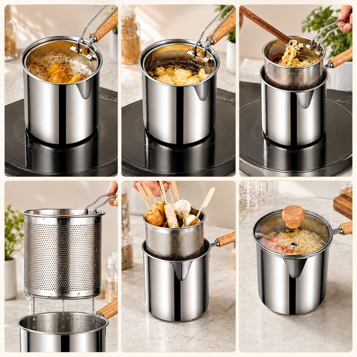 🔥 Fry Small, Enjoy Big 🍟 304 Stainless Steel Mini Deep Fryer with Lift-Out Basket