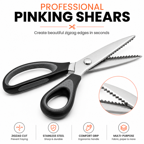 ✂️ 48 OFF Professional Pinking Shears – Stainless Steel Zigzag Fabric Cutting Scissors